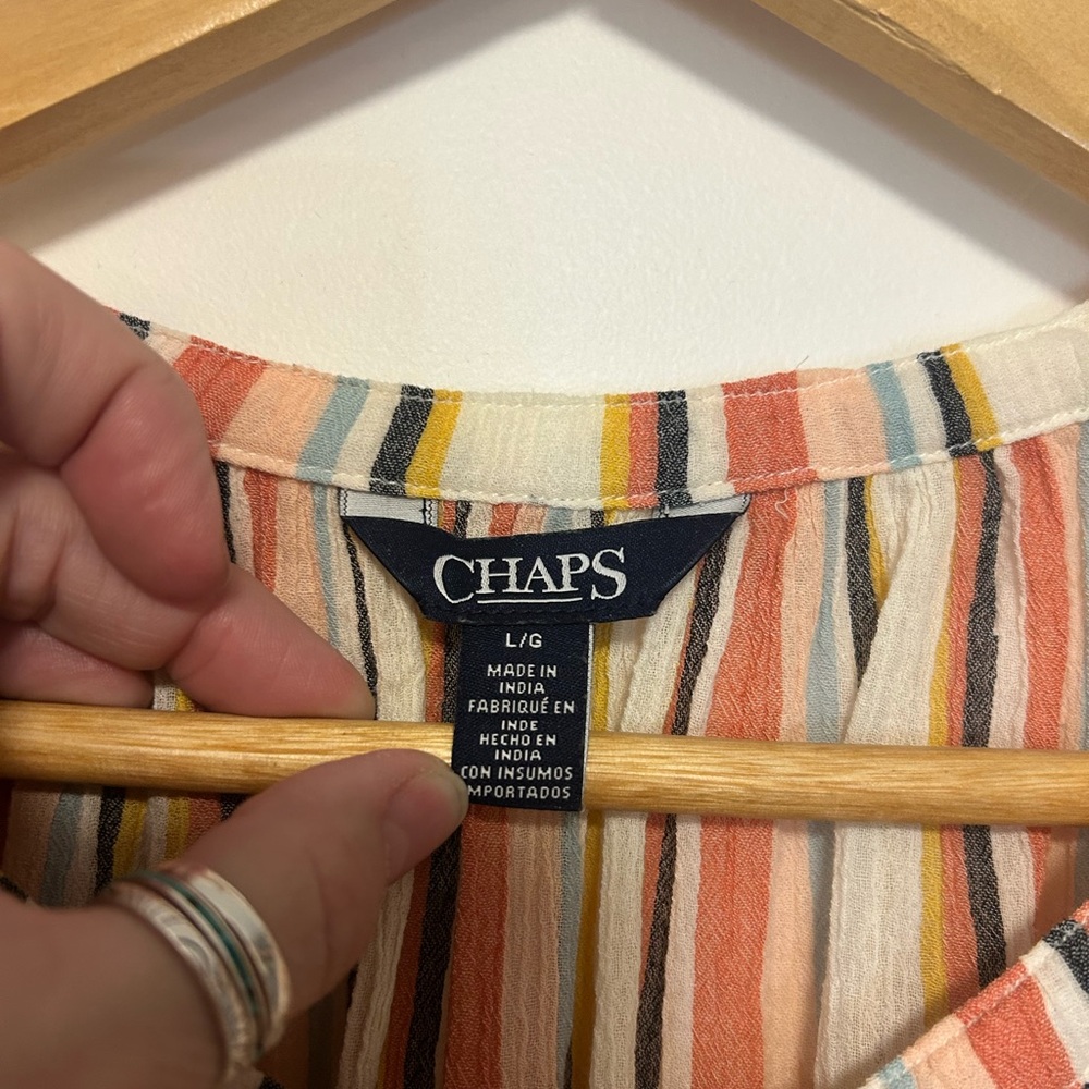 Chaps Multicolor Striped Button-Up Blouse - Picture 3 of 3